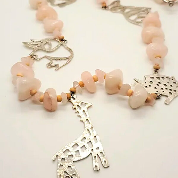 Colar 5 Elementos Quartzo Rosa